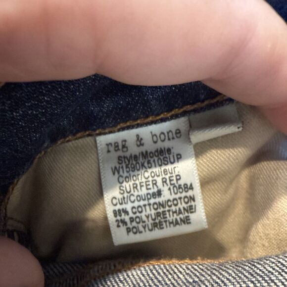 Rag & Bone The Dre Low Rise Stretch Destroyed Blue Jeans Women’s Size 25 - Picture 8 of 10